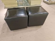 Leather Black Cube Pouffe x4