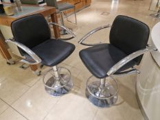 Black Leather Bar Stools x2