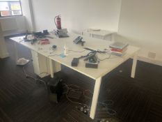 Bank Of 4 White Wooden Desks