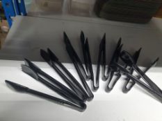 10 x black plastic tongs