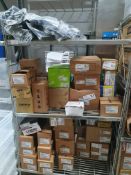 Contents of bay of racking - light fittings and grills, etc - 40+ items