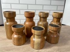 Amara Wooden Pillar Candle Holder x8