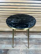 Amara Gold Side Table with Marble Top