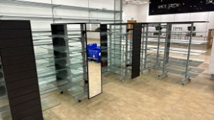 Mobile Glass Shelf Units x 6