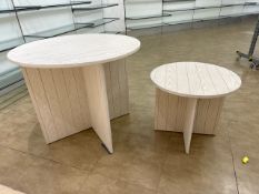 Set of Circular Wood Slatted Tables