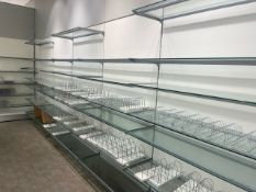 Bank of 54 Glass Shelves
