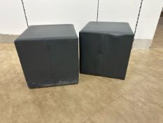 Grey Faux Leather Pouffes x 2