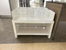 White Retail Bench with Plastic Display Box Tops x 2