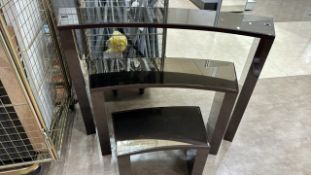 Trio of Mirrored Top Curved Wood Display Benches