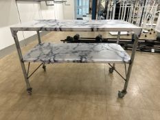Mobile Metal Table with Marble effect vinyl