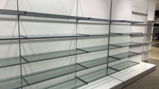 Bank Of 21 x Glass Shelves