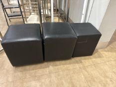 Black Faux leather Pouffes x 3