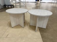 Circular Wood Slatted Tables x 2