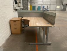 R/H Radial Desk And 3 Drawer Pedestal