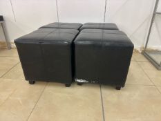 Black Faux Leather Pouffee x4