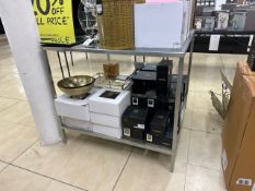 Metal Framed Glass Shelved Table