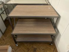 Mobile Wooden Nesting Tables x2