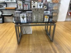 Black Glass Topped Display Tables x2