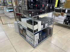 Metal Framed Glass Shelved Table