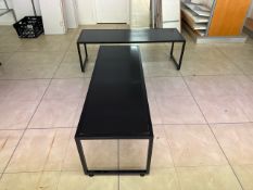 Black Frame Wood Top Display Bench x2