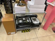 Metal Framed Glass Shelved Table