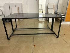 Black Frame Wood Top Display Bench x2