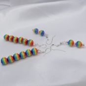 Silver and resin bead drop earrings x two pairs