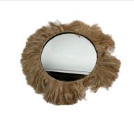 Amara Design Circular Wall Mirror With Faux Wig Border