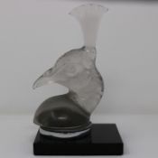 Rene Lalique Glass 'Tete De Paon' Peacock Car Masc