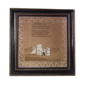 Needlework Sampler dated 1830 with Castle, by Jane