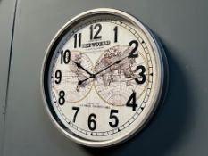 New Boxed Large Vintage Coltons Map Of The World Wall Clock