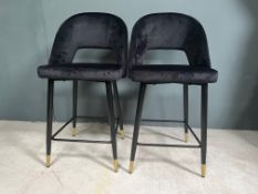 Boxed New Pair Of Dark Velvet Bar Stools