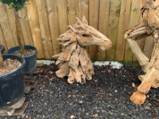 Large Heavy Hand Made Teak Driftwood Horse Head