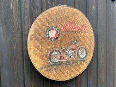Large Rattan Hand Painted Indian Wall Plaque