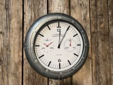 New Boxed Vintage Silver Industrial Style Geneva Chronograph Wall Clock
