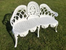 Metal Ornate Garden Bench In White