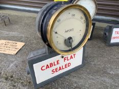Vintage Revrone Cast Iron Power Station Cable Flat Meter With Enamel Box And Brass Gauge Meter