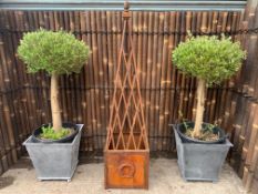 1 X Large Metal Ornate Rusty Obelisk Planter (185cm X 45cm X 45cm)