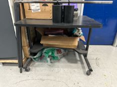 ref 447 - Anthro Black Mobile Table with Under Shelf
