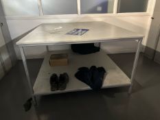 ref 355 - Large Square Metal Framed Table