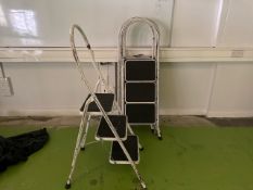 NO RESERVE - White 3 Step Foladable Step Ladders x 5