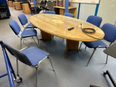 NO RESERVE - Glass Top Wooden Meeting Table and Chairs
