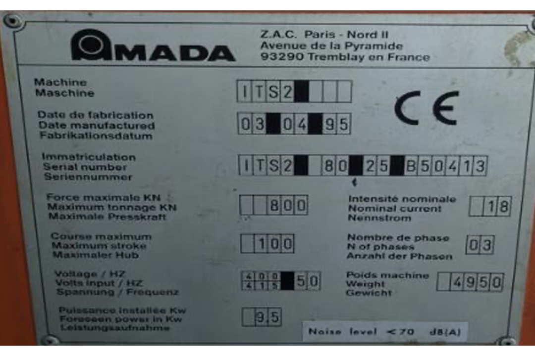 1995, PRESS BRAKES (AMADA) - Machine: ITS2 - Image 4 of 19