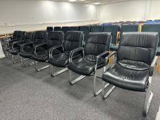 NO RESERVE - Black Leather Meeting Chairs x10