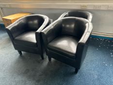 NO RESERVE - Black Faux Leather Chairs x3