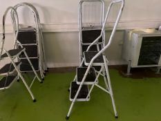 NO RESERVE - White 3 Step Foladable Step Ladders x 5