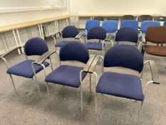 NO RESERVE - Blue Fabric Chairs With Armrest x 6