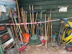 Assortment of Landscape Tools Including Spades, Forks, Rakes and More