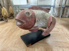 Wooden Painted Fish Scuplture