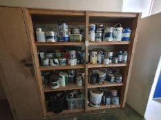 Contents of Shelving Including Various Tins of Paint